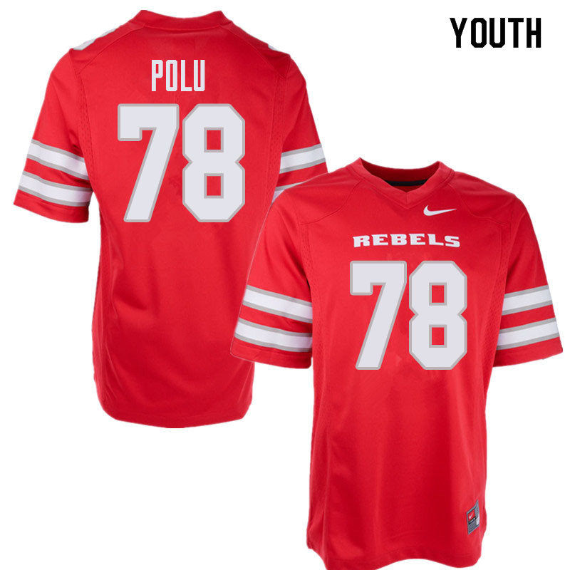 Youth UNLV Rebels #78 Justin Polu College Football Jerseys Sale-Red - Click Image to Close